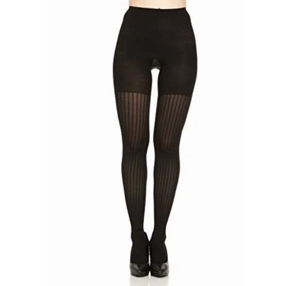 Star Power by Spanx Women's Ribbed Row Shaping Tights (E, Black) - Picture 2 of 7